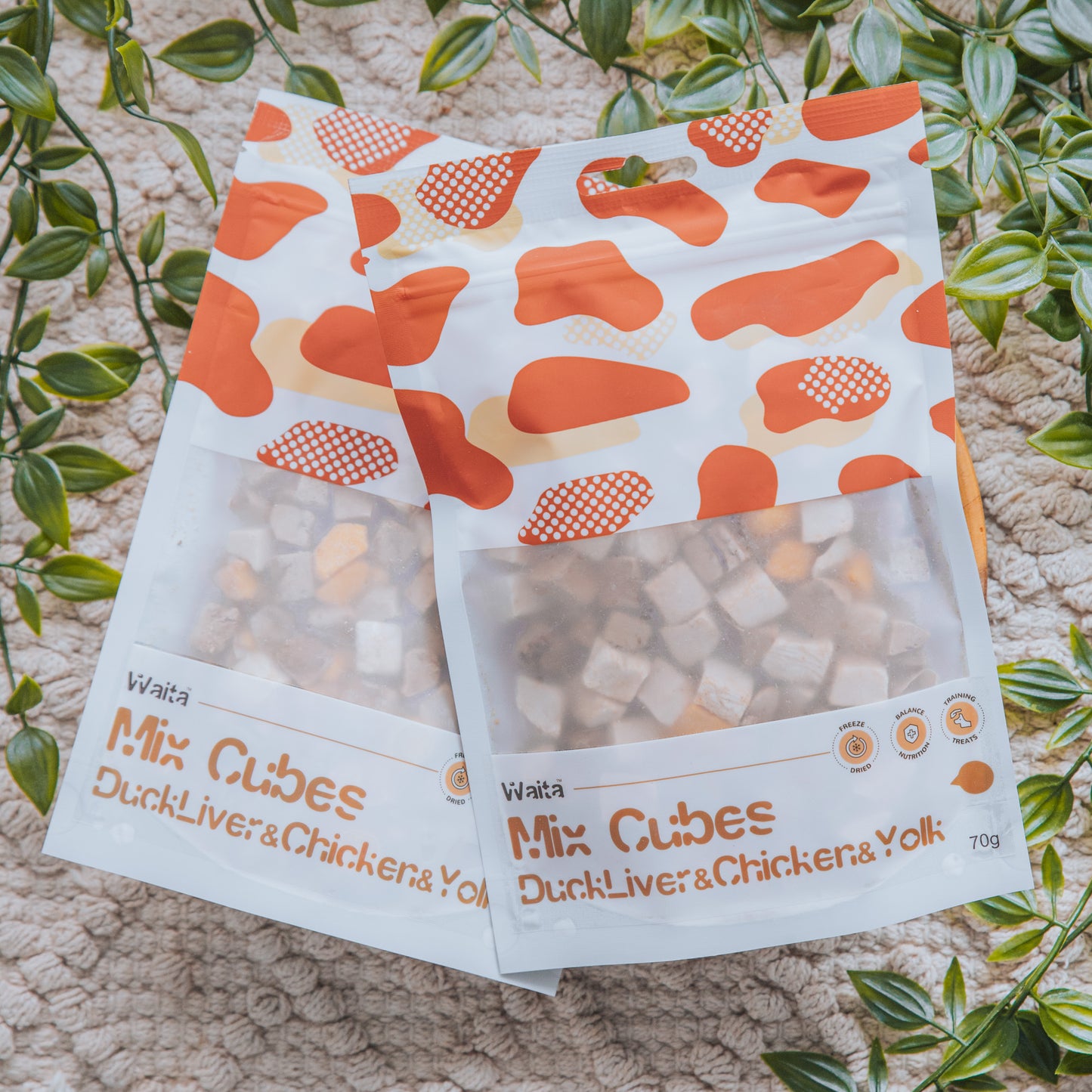 Freeze Dried Mixed Cubes | Duck Liver, Chicken & Egg Yolk | Waita (70g)