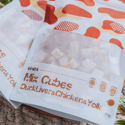 Freeze Dried Mixed Cubes | Duck Liver, Chicken & Egg Yolk | Waita (70g)