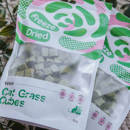Freeze-Dried Chicken & Cat Grass Cubes | Waita (50g)
